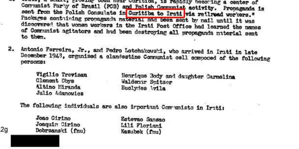Imagem ilustrativa da imagem CIA revela investigações sobre Irati durante 'Guerra Fria'