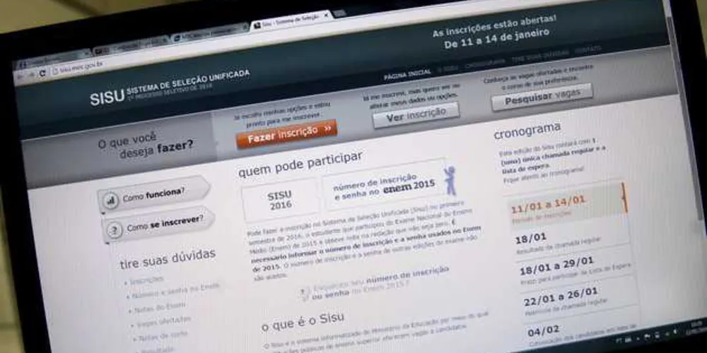 Inscrições no Sisu podem ser feitas desde 0h