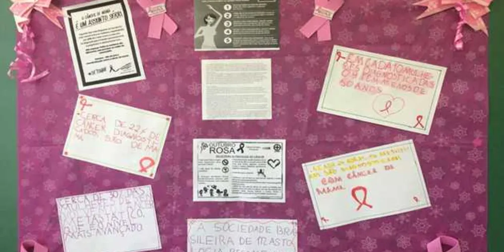 Imagem ilustrativa da imagem Alunos fazem cartazes para mostrar a importância do Outubro Rosa