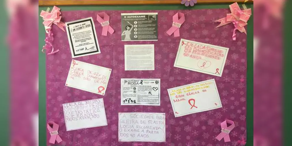 Imagem ilustrativa da imagem Alunos fazem cartazes para mostrar a importância do Outubro Rosa