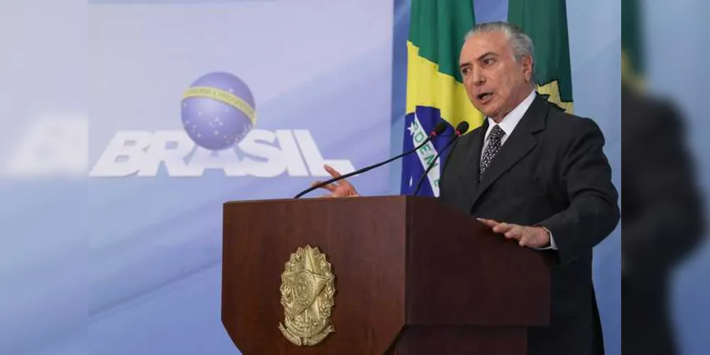Presidente Michel Temer durante pronunciamento á imprensa no Palácio do Planalto