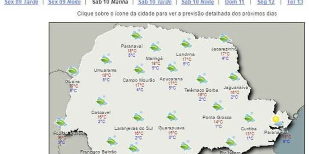 Imagem ilustrativa da imagem Ponta Grossa terá mínima de 0ºC no final de semana