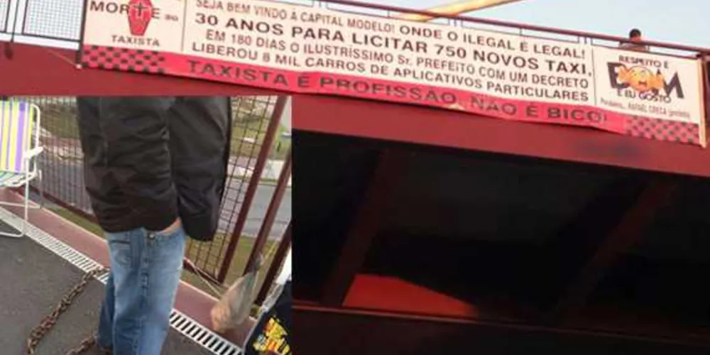Imagem ilustrativa da imagem Taxista se acorrenta em viaduto para protestar contra Uber