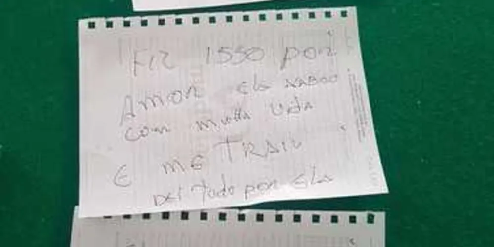Anderson Barboza, deixou três folhas de caderno, confessando o homicídio e justificando-se