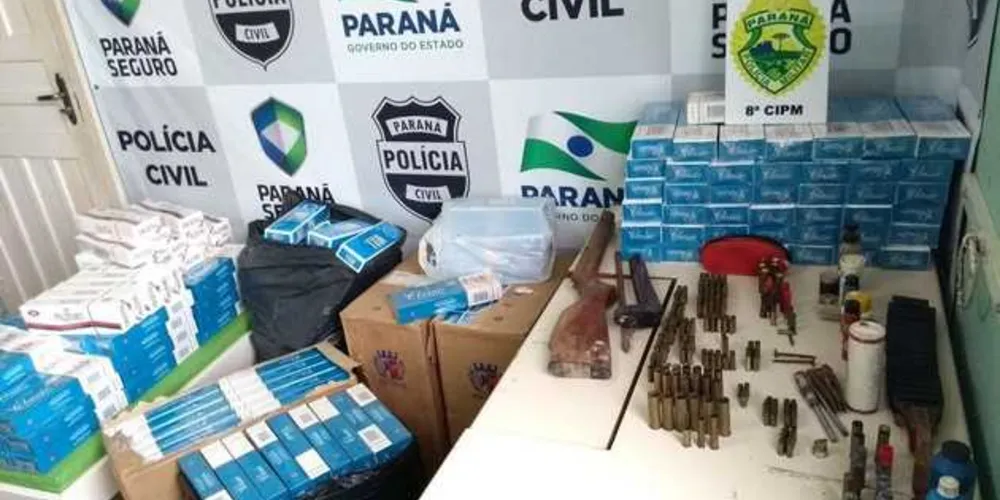 Operação resultou na apreensão de cigarros, munições e na prisão de acusado de praticar roubos na região | Divulgação/PM/Rádio Najuá