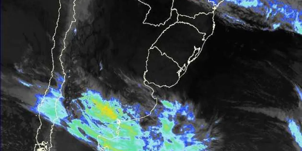 A frente fria já está se organizando na região da Argentina/Foto: Reprodução Simepar
