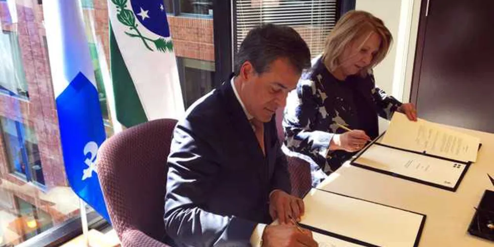 O governador Beto Richa se reuniu nesta quinta-feira (24) em Montreal, no Canadá, com a ministra de Relações Internacionais e Francofonia da província de Quebec, Christine St-Pierre/Foto: Divulgação ANPr