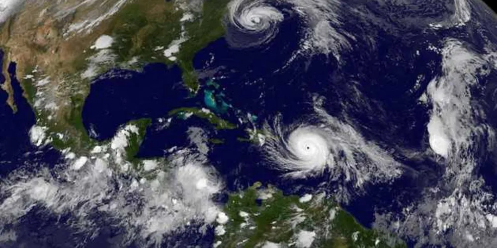 Imagem de satélite do furacão José e Maria no Oceano atlântico/Foto: Divulgação NASA/Projeto NOAA GOES