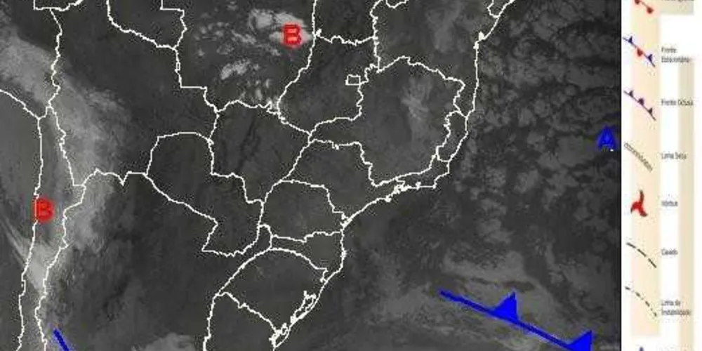 Imagem de satélite GOES 13 IR do Brasil às 5h45 desta quarta-feira/ Foto: Divulgação Simepar