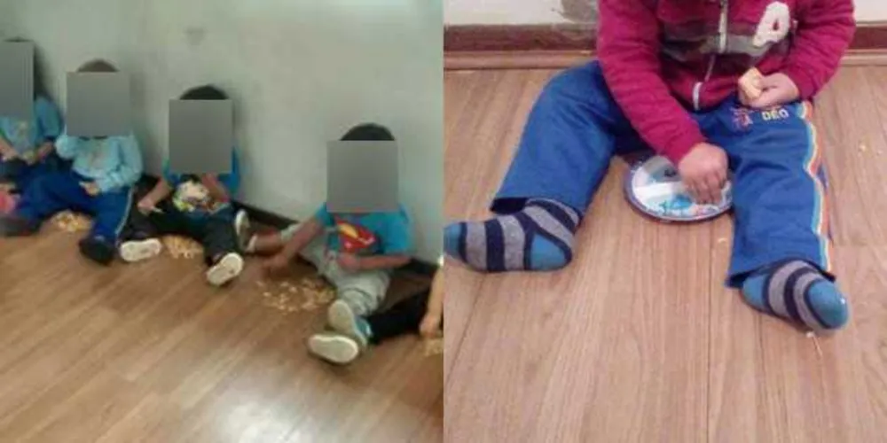 Imagem ilustrativa da imagem Fotos mostram crianças comendo no chão de creche em Curitiba