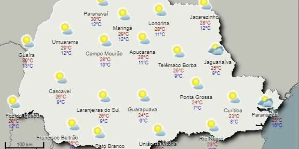 Os próximos amanheceres serão de temperaturas baixas no Estado./Foto: Reprodução Simepar