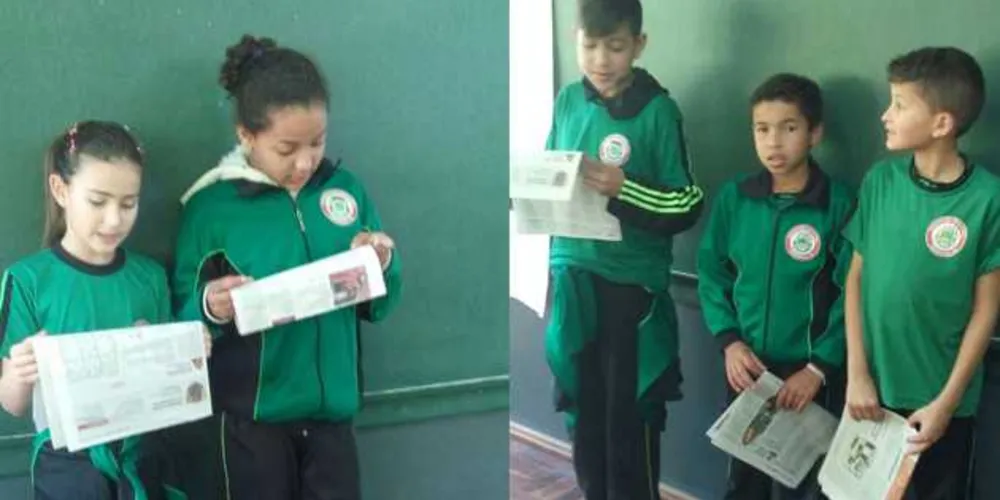 Alunos apresentando suas produções