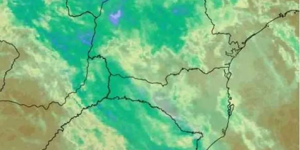 Imagem de satélite mostrando o avanço de uma frente fria pela região/Foto: Divulgação Climatempo 