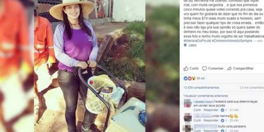 O post foi feito no dia 28 de outubro e já tem milhares de interações. No texto, Bruna conta que se sentiu mal com a provocação