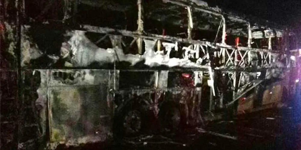 Veículo ficou completamente destruído, mas todos os passageiros escaparam ilesos