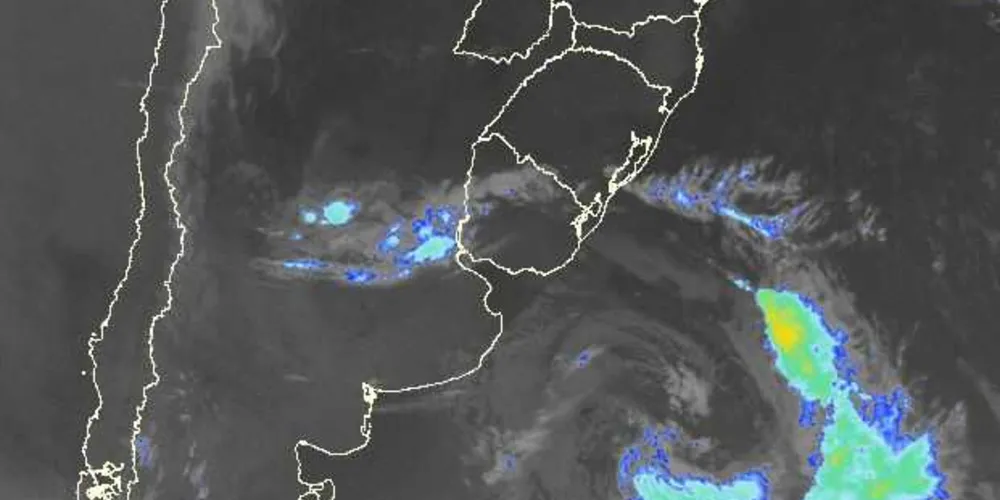 Imagem de satélite registrada na manhã desta sexta-feira, mostrando a ausência de nuvens em grande parte do Sul/Foto: Divulgação Simepar