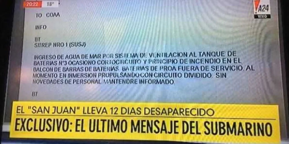 A mensagem foi enviada na manhã de 15 de novembro ao Comando da Força de Submarinos/Foto: Reprodução 