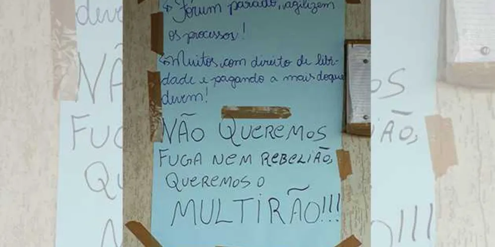 Papel foi afixado no muro da unidade