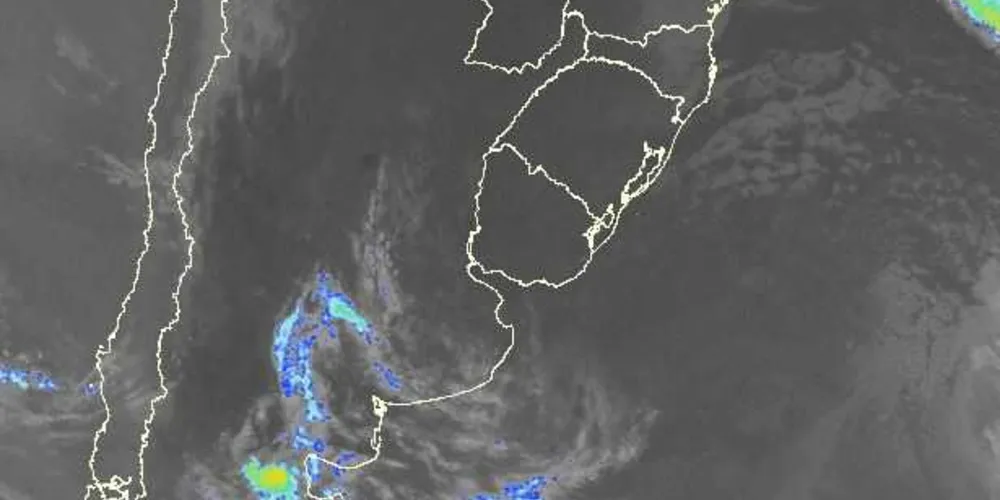 Imagem do Satélite GOES mostrando a ausência de nuvens de chuva./ Foto: Reprodução Simepar
