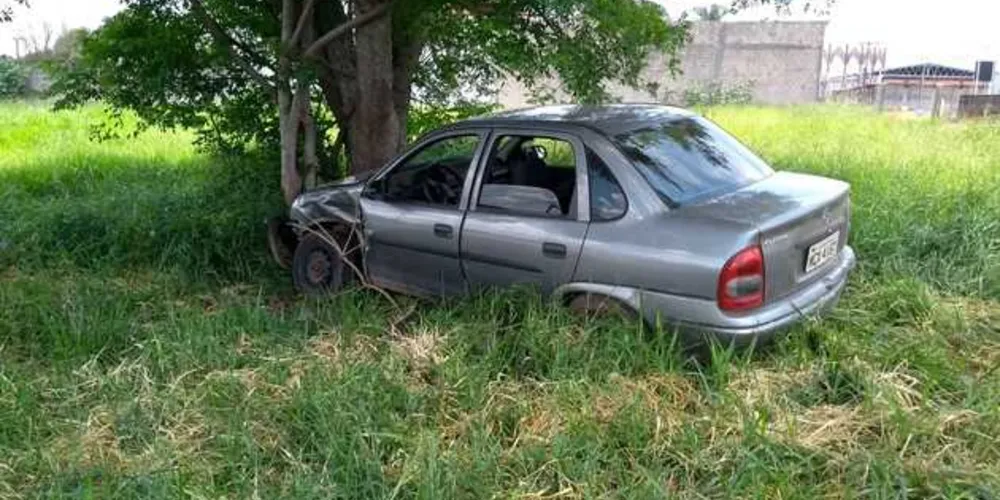 Veículo conduzido por adolescente ainda bateu contra árvore. Ele fugiu do local