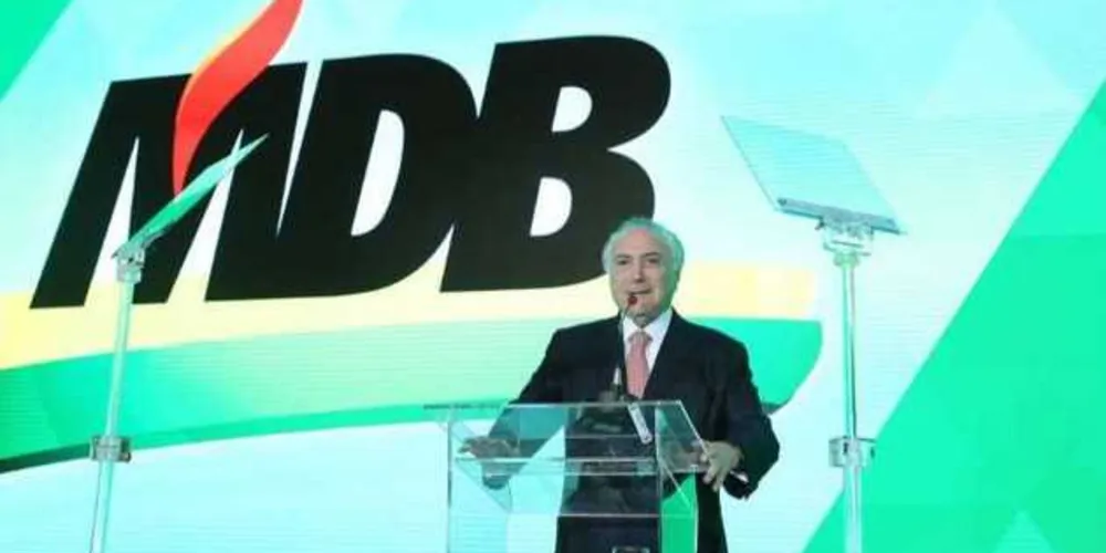  Temer, na convenção do partido, que já trazia a sigla "MDB"/Foto: Divulgação PMDB Nacional