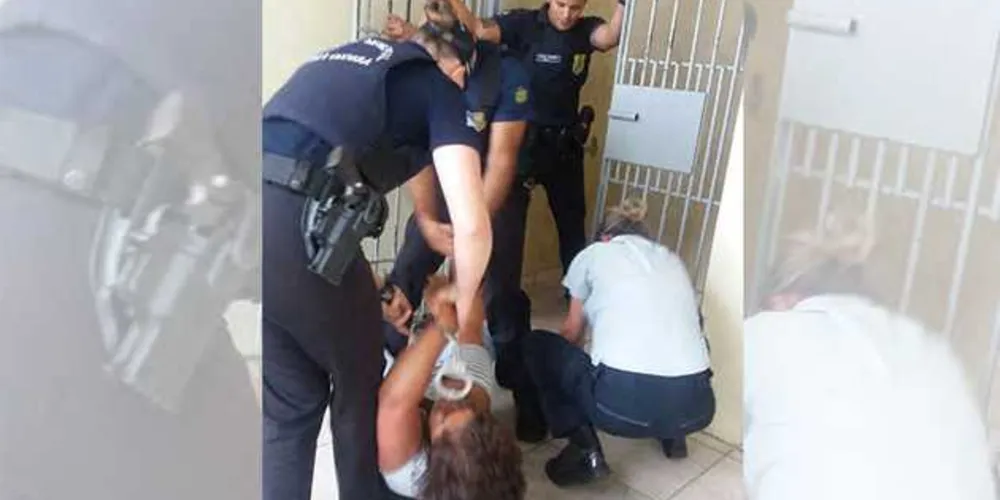 Mulher se recusa a entrar em cela e é arrastada por guardas municipais