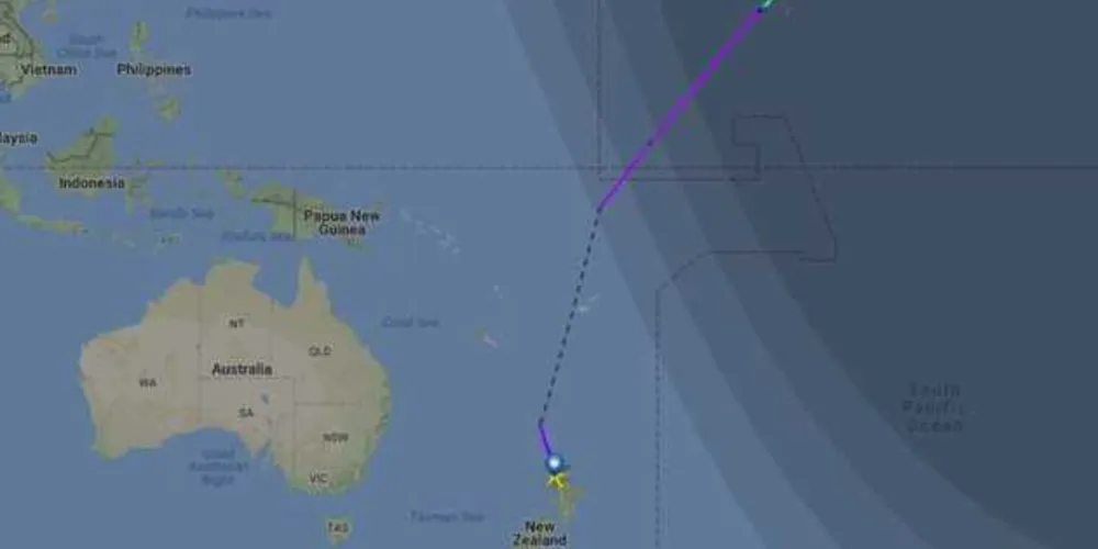 O airbus A330 partiu de Auckland, na Nova Zelândia/Foto: Divulgação FLIGHTRADAR24