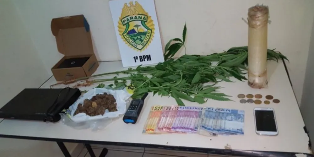 Além dos pés da droga, policiais encontraram mais 210 gramas de maconha com os suspeitos