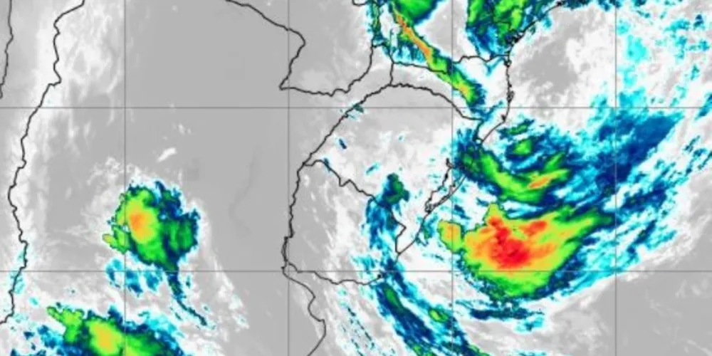 Imagem de satélite desta manhã (20) da região Sul/Foto: Divulgação/ Simepar