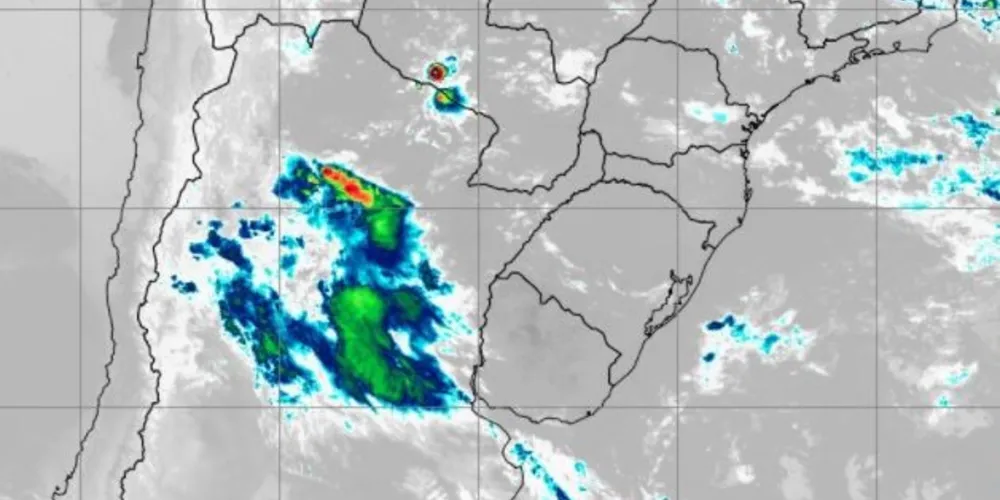 Imagem de satélite registrada nesta manhã da região Sul/Foto: Reprodução Simepar