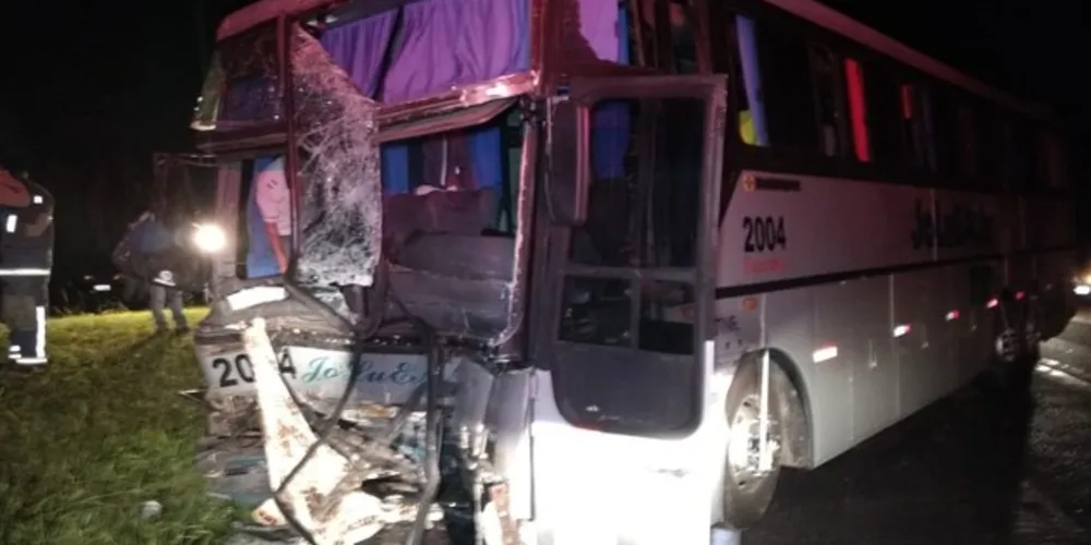 Imagem ilustrativa da imagem Dez ficam feridos em batida entre ônibus e caminhão
