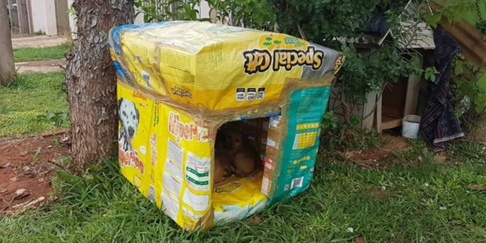 Casa de tamanho médio é feita com cerca de 150 caixinhas