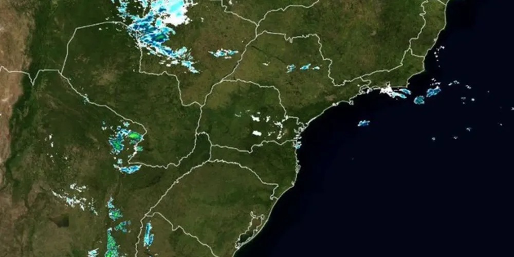 Imagem de satélite da Região Sul do Brasil/Foto: Reprodução Simepar