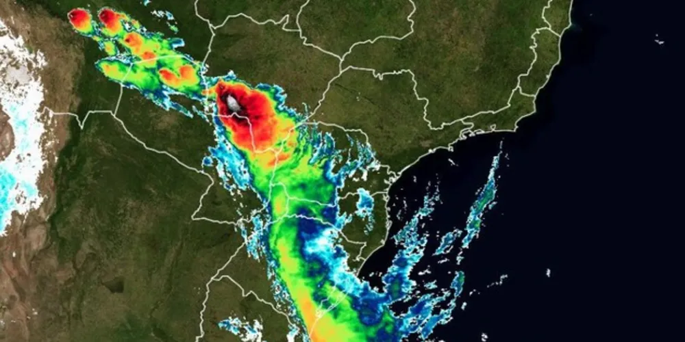 Imagem de satélite Goes da Região Sul/Foto: Reprodução Simepar