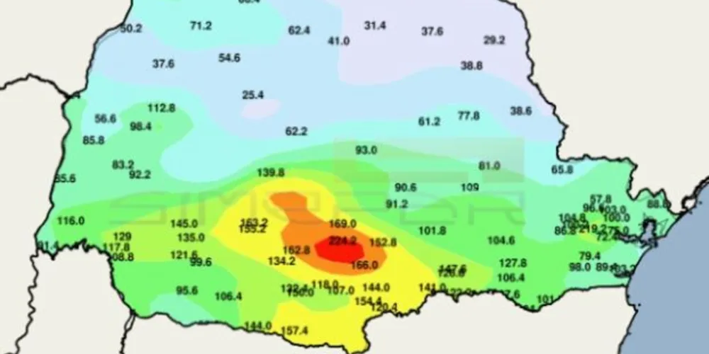 Precipitação acumulada em milímetros no mês de junho - 2018. 