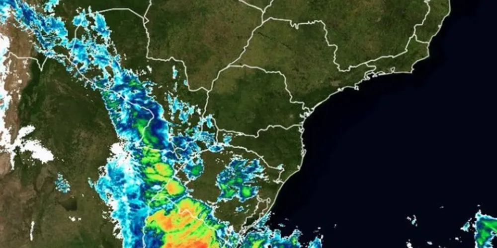 Imagem de satélite mostrando a aproximação da frente fria.