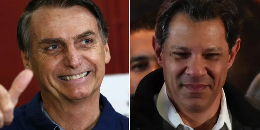 Nos votos totais, Jair Bolsonaro, do PSL, tem 49%, e Haddad, 36%. 