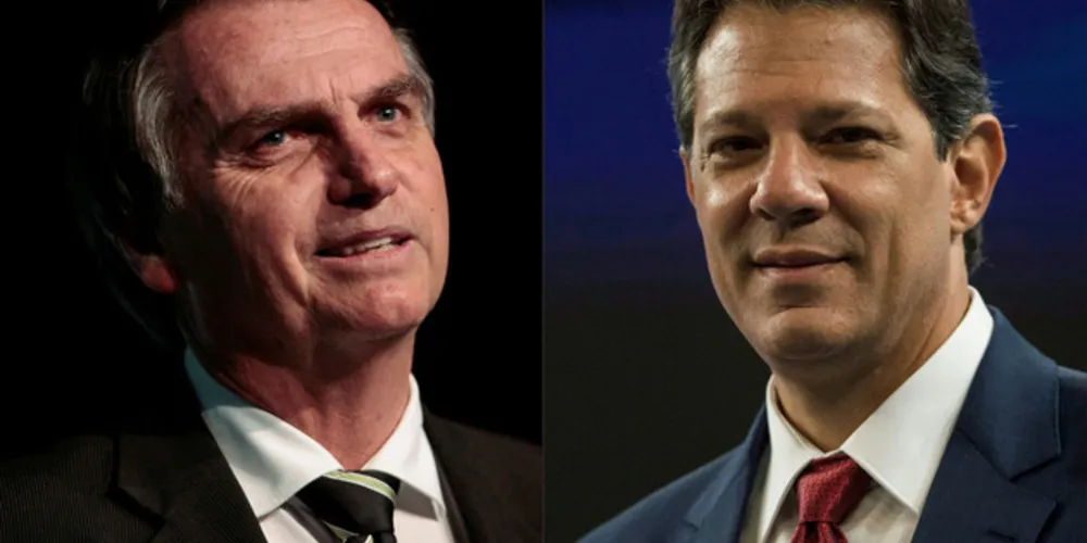 Jair Bolsonaro (esq.) e Fernando Haddad