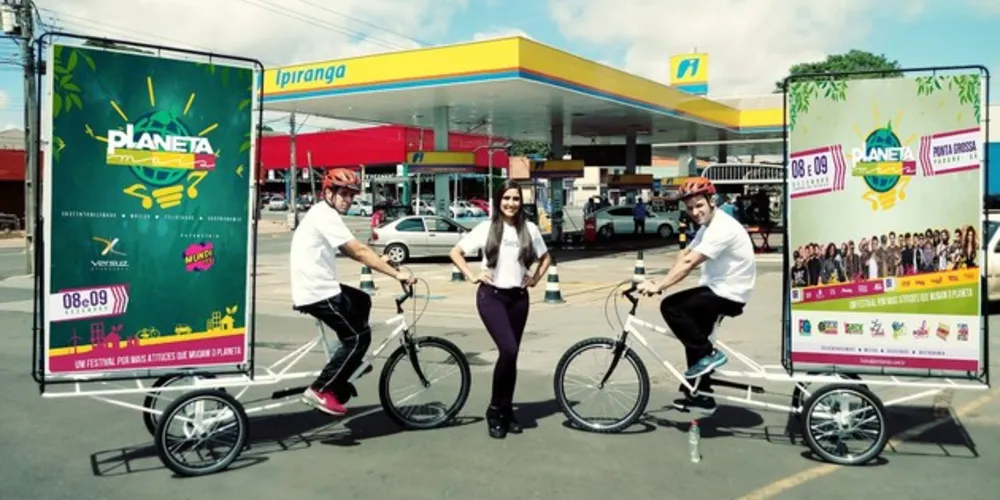 Divulgação do evento está sendo feita sob bicicletas para evitar o uso de papel.