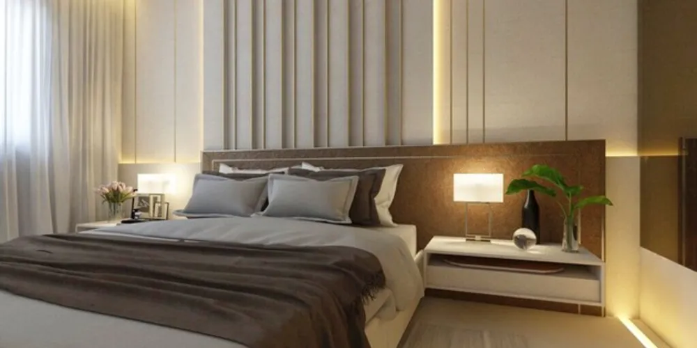 O perfil iluminado, específico para piso, com lâmpada de Led deu o toque criativo ao espaço