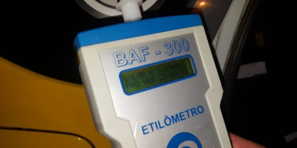 Motorista foi flagrado no bafômetro com 0,60 mg/l e acabou preso