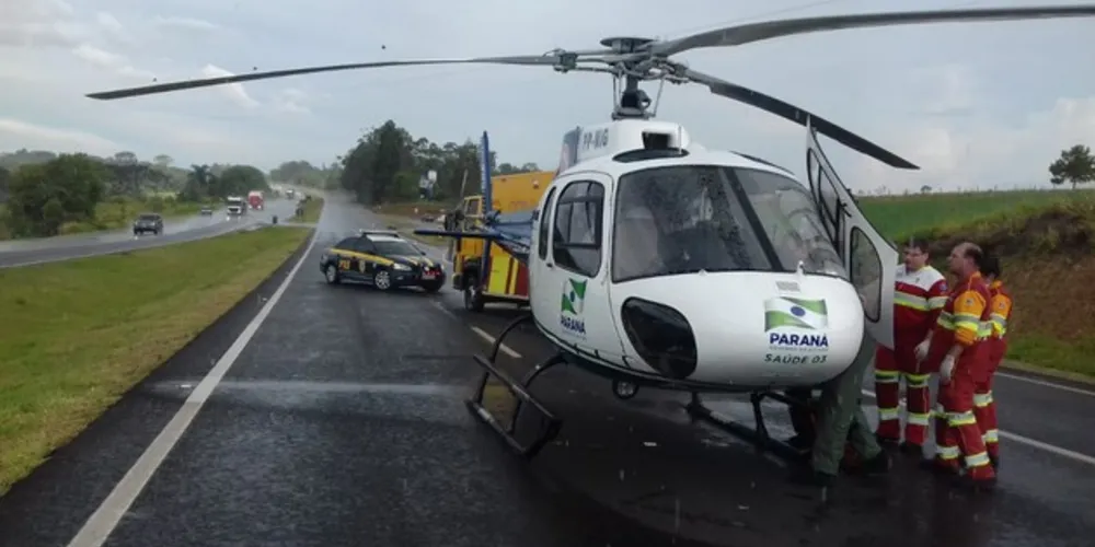 Vítima precisou ser levada de helicóptero até o HU