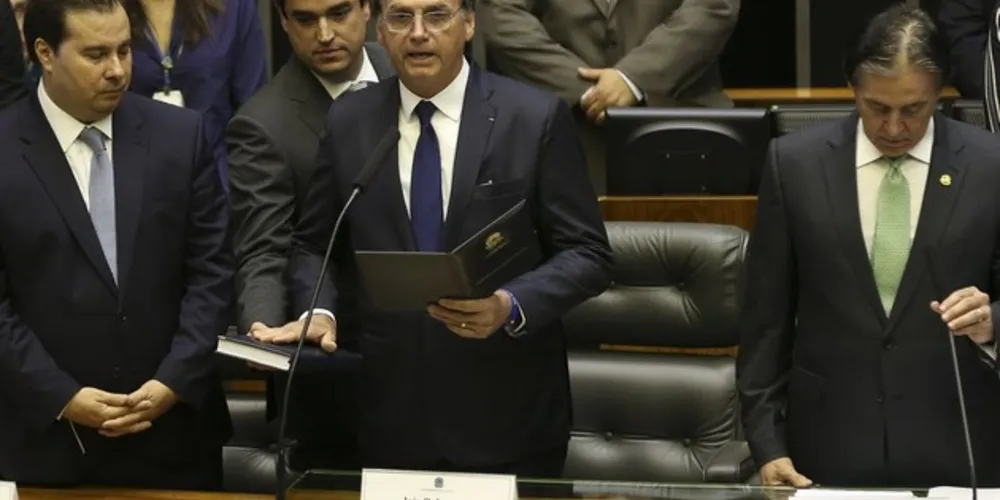 O presidente eleito Jair Bolsonaro no Congresso Nacional para a sessão solene de posse