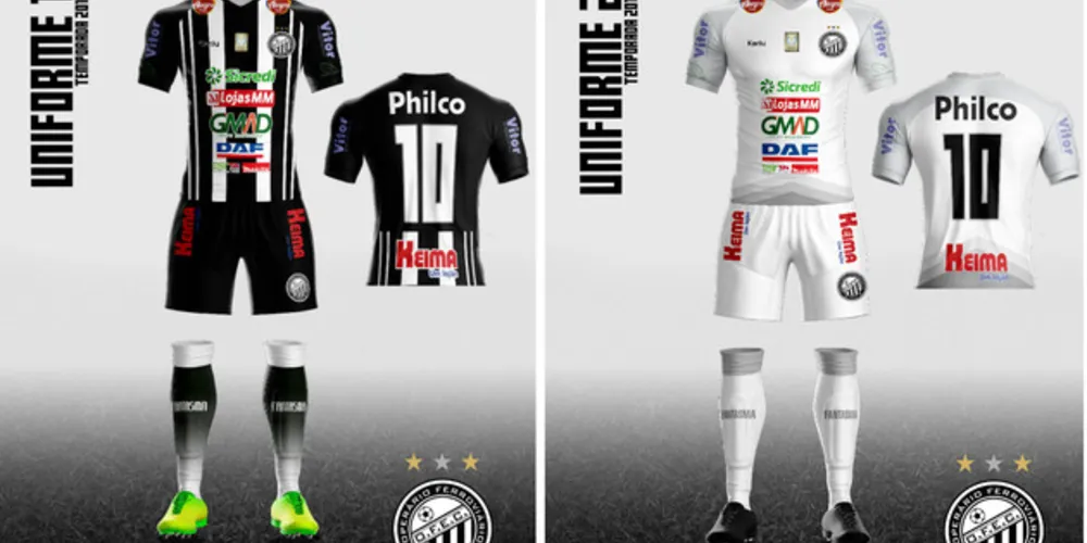 Uniformes 1 e 2 do Operário Ferroviário para a temporada 2019