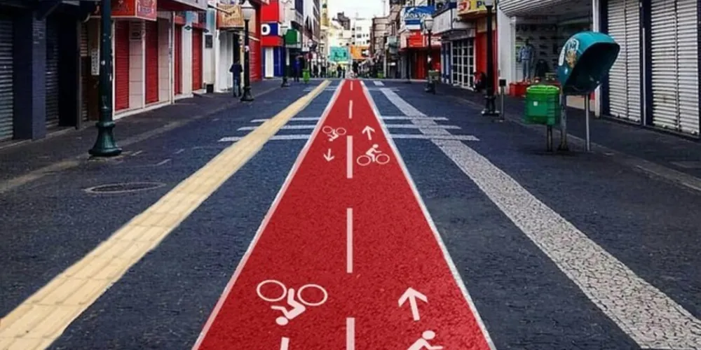 Ciclofaixa passaria dentro do Calçadão da Avenida Coronel Claudio