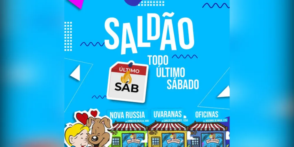 As lojas farão promoções especiais no último sábado de cada mês
