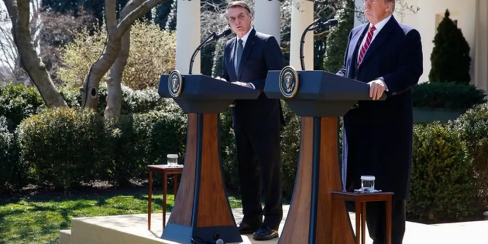 O presidente do Brasil, Jair Bolsonaro, durante uma entrevista coletiva no Rose Garden da Casa Branca, em Washington (EUA)