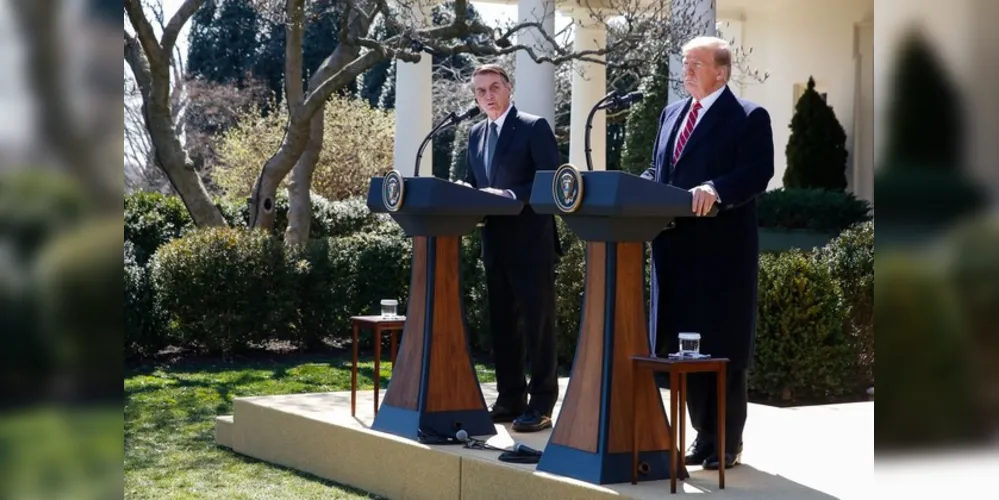 O presidente do Brasil, Jair Bolsonaro, durante uma entrevista coletiva no Rose Garden da Casa Branca, em Washington (EUA)