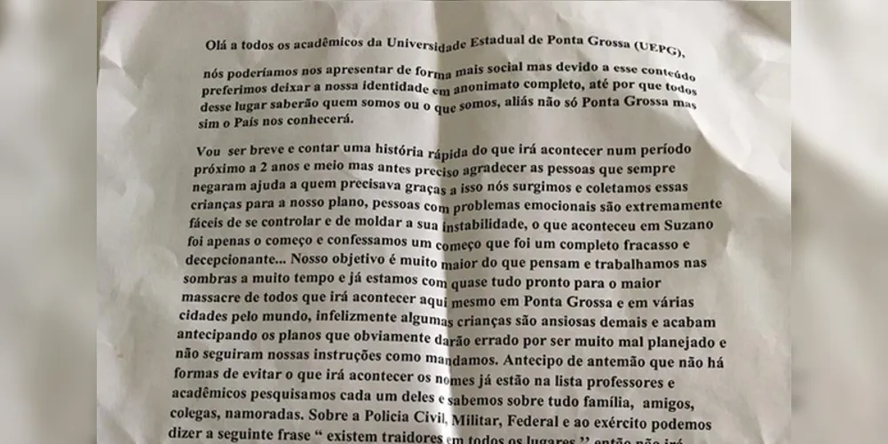 Imagem ilustrativa da imagem UEPG redobra atenção após carta ameaçadora