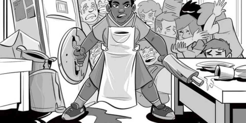 Imagem ilustrativa da imagem Cartunista homenageia merendeira da escola de Suzano